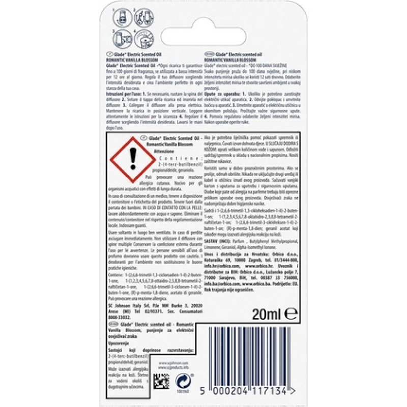 Glade Romantic Vanilla Blossom Diffuser For Essential Oils, 20ml 20g 1er