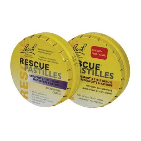 STOCKICX2 - Bach Rescue Pastilles Blackcurrant - Herbal Remedy For Stress Relief