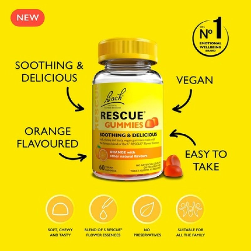 Nelsons Rescue Remedy Gummies Orange Flavour 60 Vegan Gummies