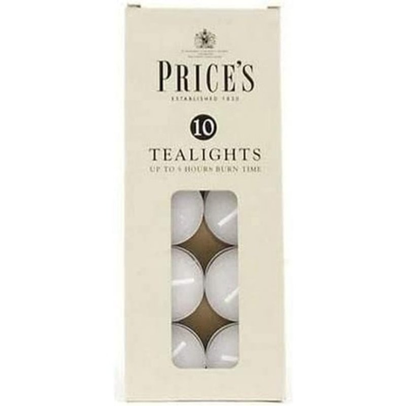 Prices Tealights Box White 10 Pack