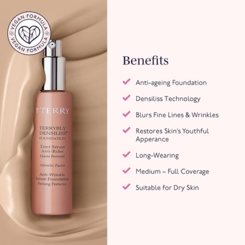 By Terry Terrybly Densiliss Foundation Long Lasting Anti-Aging Solution Medium Full Coverage Golden Beige 1.01 fl oz