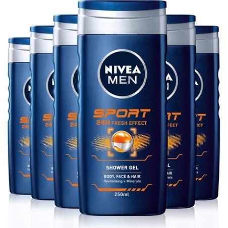 NIVEA MEN Sport Shower Gel 500ml, Anti-Bacterial Body Wash with Lime Scent