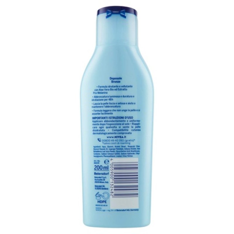 NIVEA SUN Milk After-Sun Bronze 200ml, After-Sun Cream with Organic Aloe Vera and Pro-Melanin Extract, Prolongs Tan and