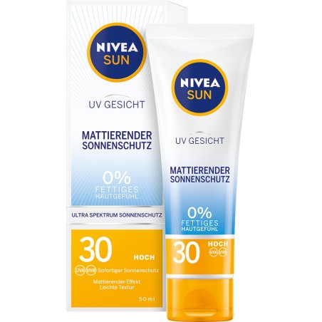 NIVEA SUN UV Face Matte Sun Protection SPF 30 50ml Non-Greasy Sun Cream for the Face