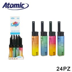 Atomic Mini Lighter 2-Tone Rubber Frosty Assorted Pack Of 24