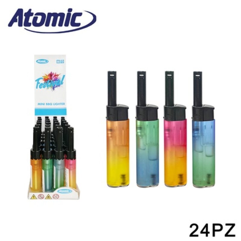Atomic Mini Lighter 2-Tone Rubber Frosty Assorted Pack Of 24