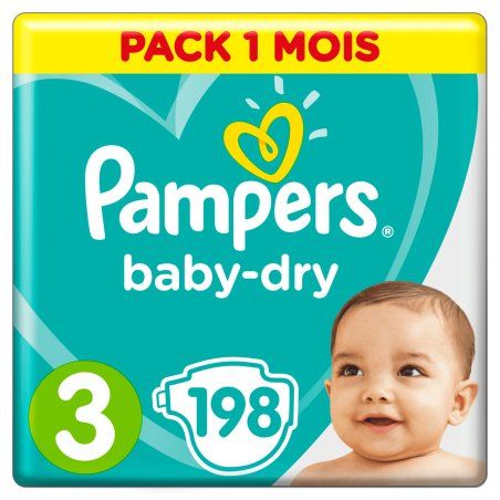 Pampers Baby-Dry Diapers Size 3 (6-10kg) Leak Protection Monthly Box 198 Pieces