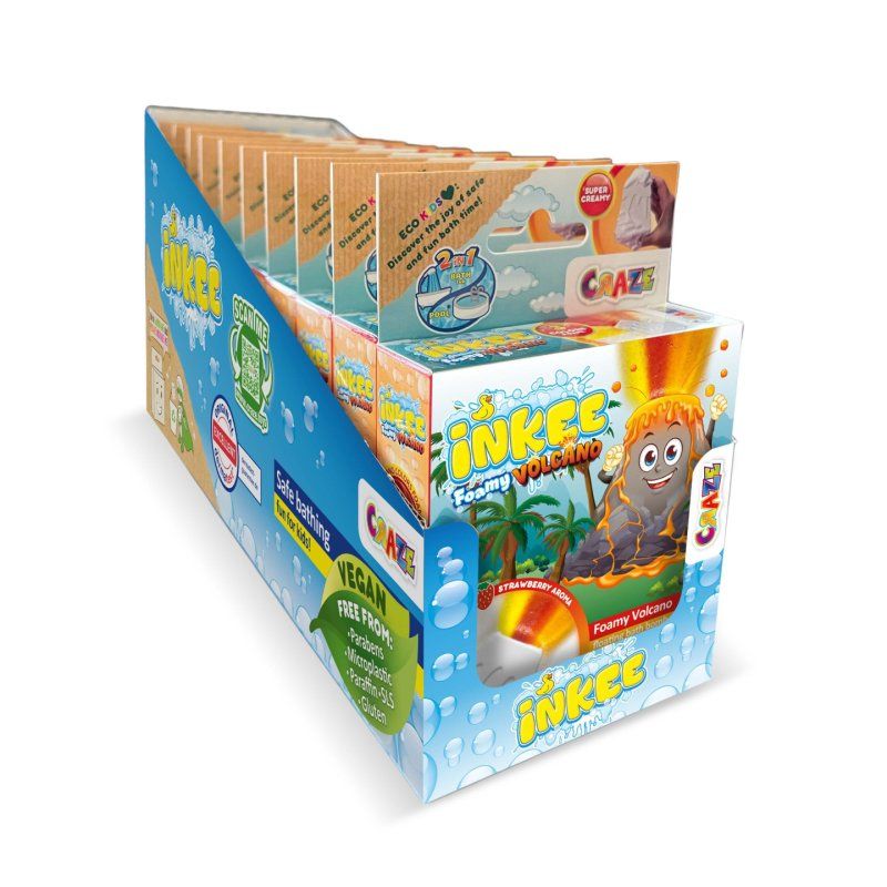 Inkee Foamy Volcano Children's Bath Bomb in Volcano Shape - Yellow