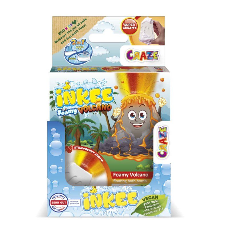 Inkee Foamy Volcano Children's Bath Bomb in Volcano Shape - Yellow