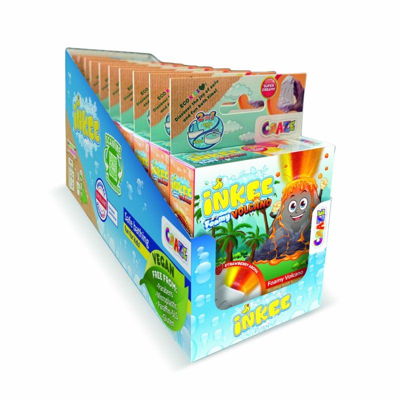 Inkee Foamy Volcano Children's Bath Bomb in Volcano Shape - Yellow