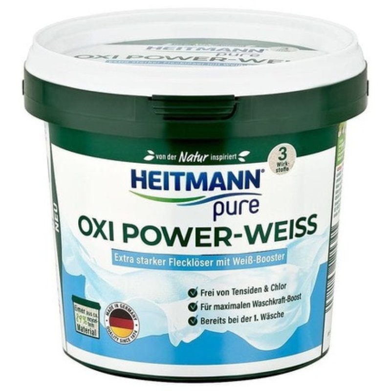 Heitmann Pure Bleach Powder 500g Oxy Power White Bucket