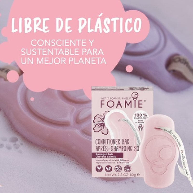Foamie Hibiskiss Conditioner Bar for Damaged Hair with All-Natural Eco-Friendly Ingredients - Vegan - Plastic Free -