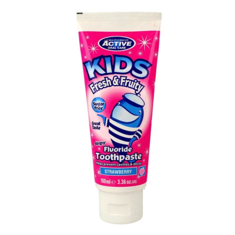 Active Oral Care Kids Fluoride Toothpaste For Children With Fluoride Strawberry 100ml