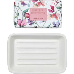 Heathcote & Ivory Sweet Pea & Honeysuckle Scented Soap In Dish 150g