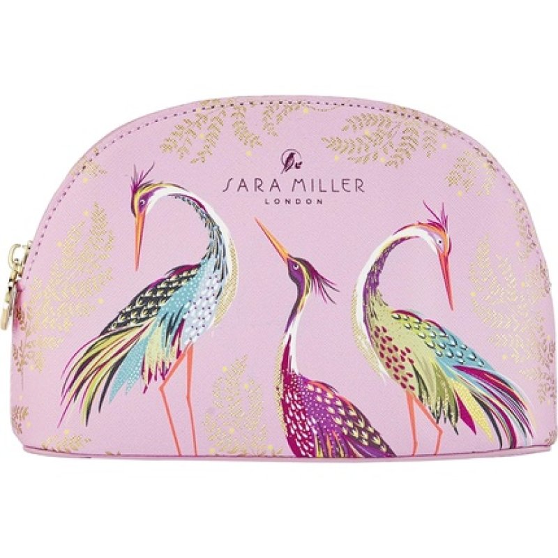 Sara Miller Beauty Haveli Garden Small Pink Cosmetic Wash Hand Bag Toiletries & Beauty Essentials Vegan Leather Printed