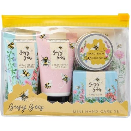 Heathcote & Ivory Busy Bee's Mini Hand Care Set Hand Cream 30ml Hand Wash 30ml Hand Soak 30g Hand Balm 9g