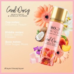 So...? Unique Women's Coral Daisy Body Mist Fragrance Spray 150ml Gourmand Fruity