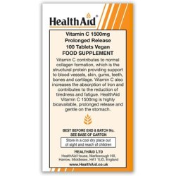 HealthAid Vitamin C 1500mg Prolong Release 100 Vegan Tablets