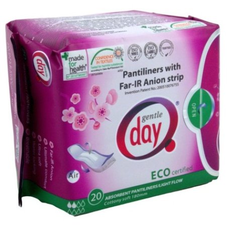 Gentle Day Pantiliners With Far-Infrared Anion Strip - Eco-Friendly, 20 Pieces
