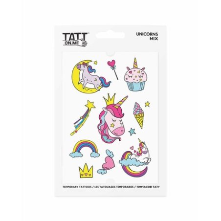 Unicorn Rainbow Temporary Tattoos Set of 10 Colorful Designs