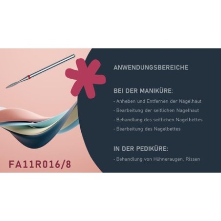 Diamond Nail Drill Bit Flame Red 1.6mm Head Diameter 8mm Working Part