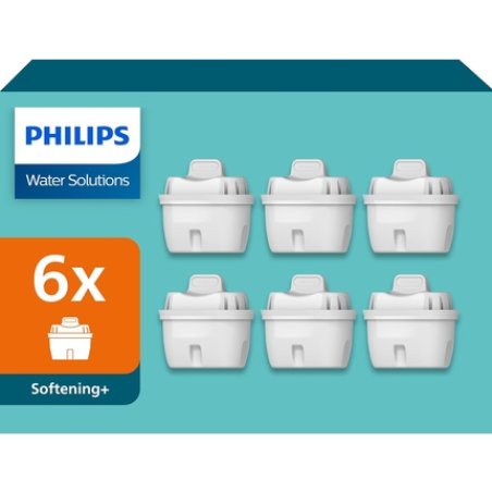 Philips Water Replacement Filter Cartridges Softening Brita Compatible - Pack of 6