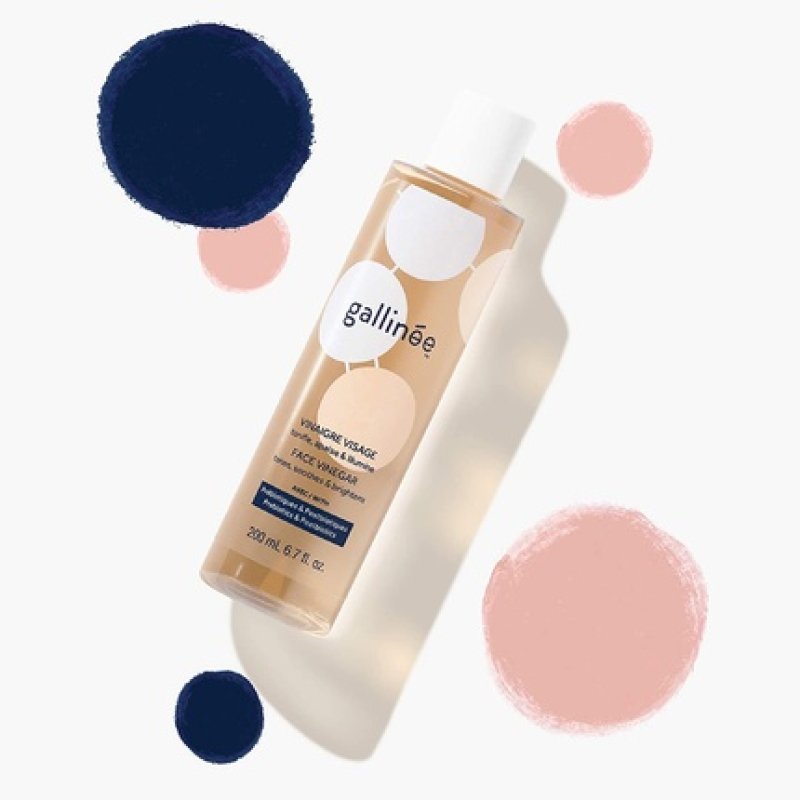 Gallinée Face Vinegar Natural Hydrating Prebiotic Facial Cleansing Toner with Lactic Acid and Hibiscus-infused Apple