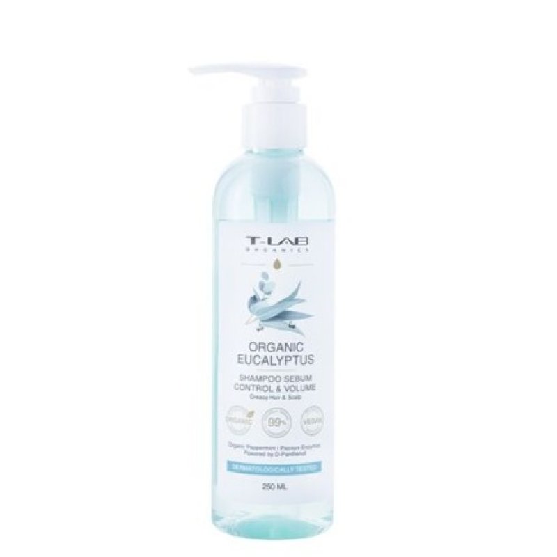T-LAB ORGANICS 99% Natural Hair Control & Volume Shampoo with Organic Eucalyptus