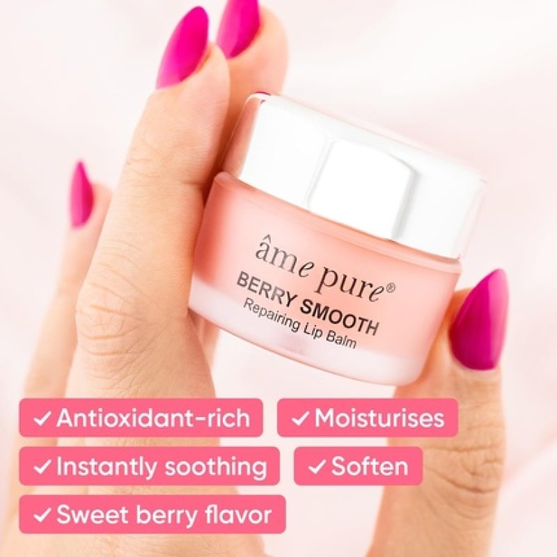 Ame Pure Berry Smooth Lip Balm for Dry Cracked Lips with Shea Butter and Vitamin E 15ml
