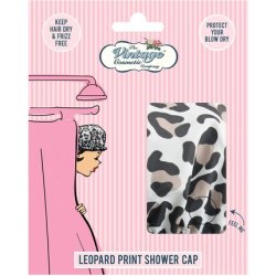 The Vintage Cosmetic Company Leopard Print Shower Cap Lightweight and Elasticated Waterproof Cap Reusable for Women
