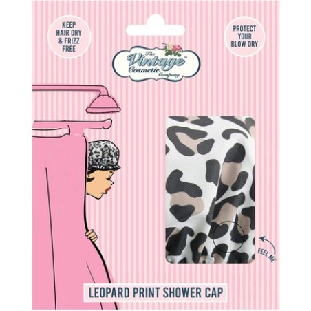 The Vintage Cosmetic Company Leopard Print Shower Cap Lightweight and Elasticated Waterproof Cap Reusable for Women