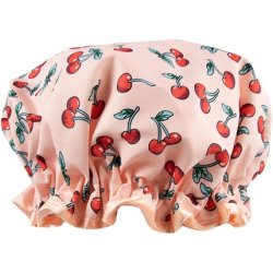 The Vintage Cosmetic Company Cherry Shower Cap Lightweight and Elasticated Waterproof Cap Reusable for Women Retro