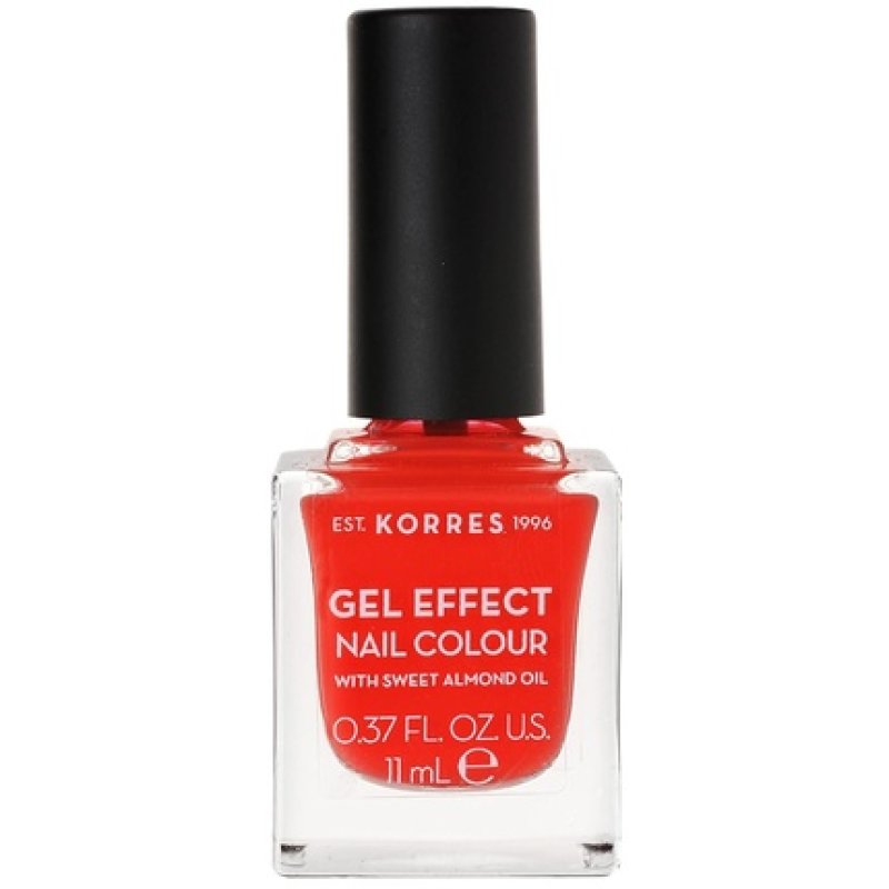 KORRES Sweet Almond Nail Colour 45 Coral Vegan Nail Polish with Gel Effect 11ml