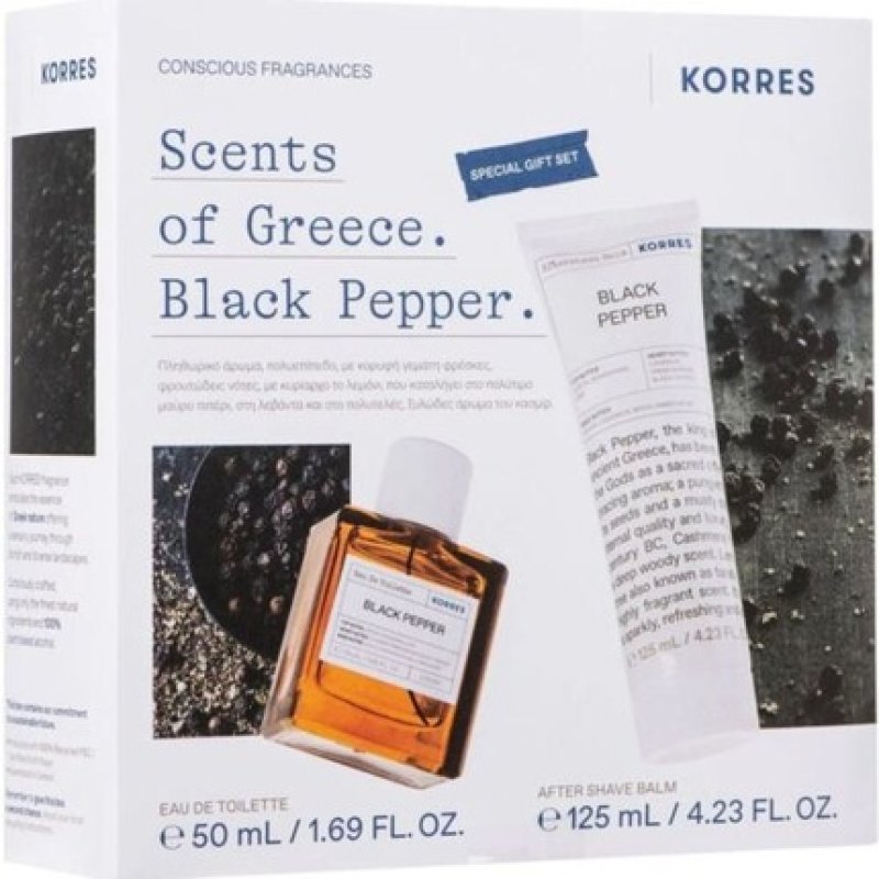 Korres Black Pepper Eau De Toilette 50ml and Black Pepper Aftershave Balm 125ml