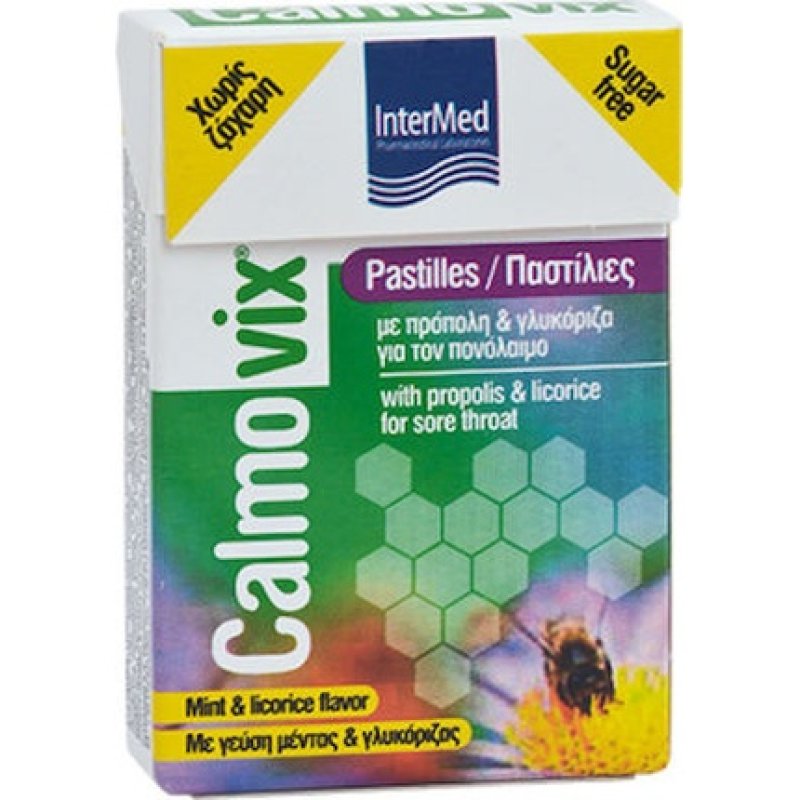 Intermed Calmovix Lozenges For Sore Throat With Propolis And Licorice Sugar-Free 25g