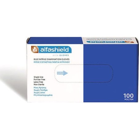 Karabinis Medical Alfashield Nitrile Examination Gloves Size Xl Blue - 100 Pieces