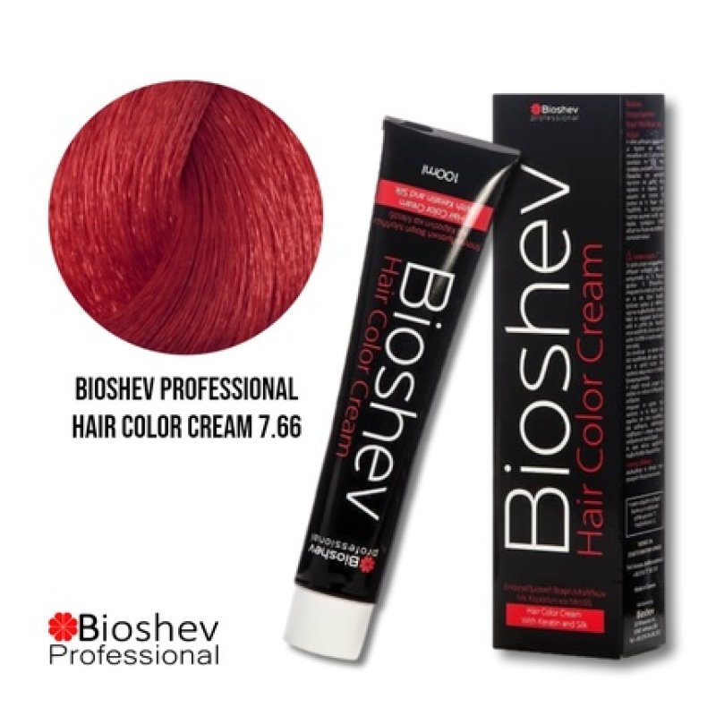 Bioshev Professional Hair Color Cream 100ml - 7.66 / Intensive Copper Blond