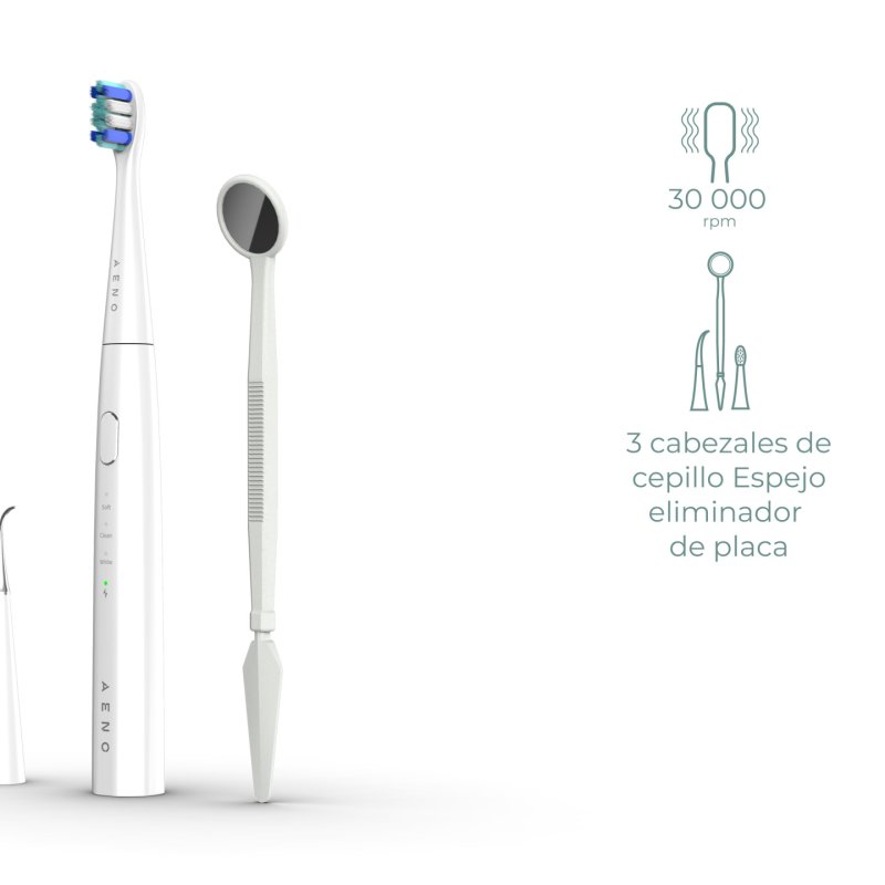 AENO Sonic Electric toothbrush, DB8: White, 3modes, 3 brush heads 1 cleaning tool, 1 mirror, 30000rpm, 100 days