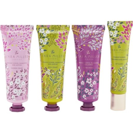 Sara Miller Beauty Haveli Garden Travel Bag Set Body Wash Hand Cream Body Cream Lip Gloss Cruelty Free Vegan Friendly