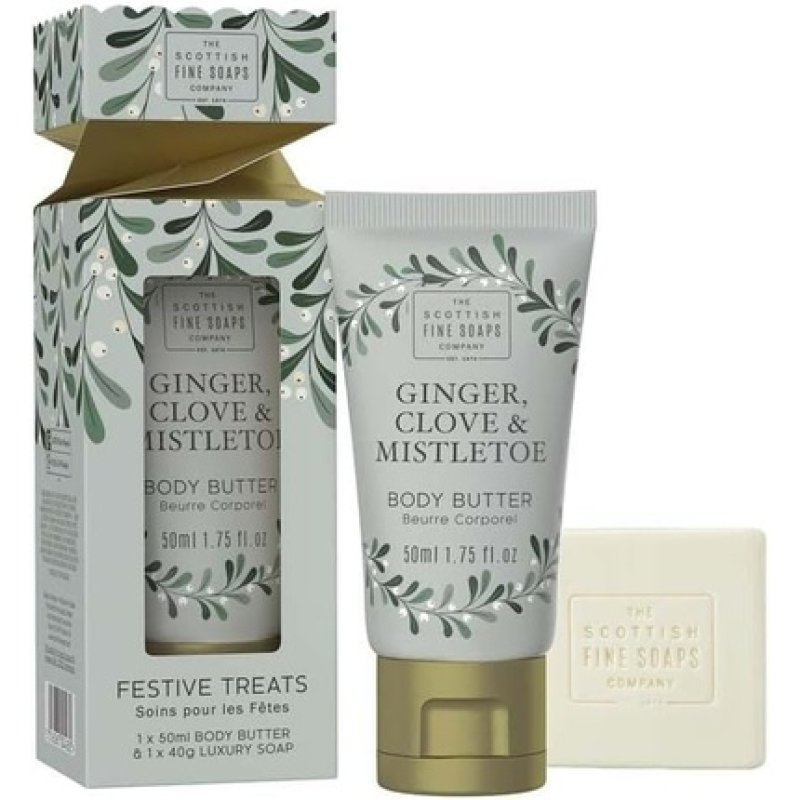 Scottish Fine Soaps Ginger, Clove & Mistletoe Festive Treats 50ml & 40g