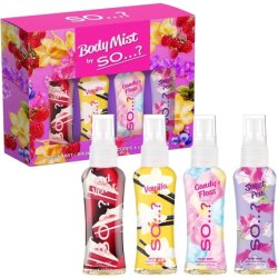 By So...? Women's Mini Body Mist Gift Set with Red Velvet, Vanilla, Candy Floss & Sweet Pea Fragrance Spray 4x50ml