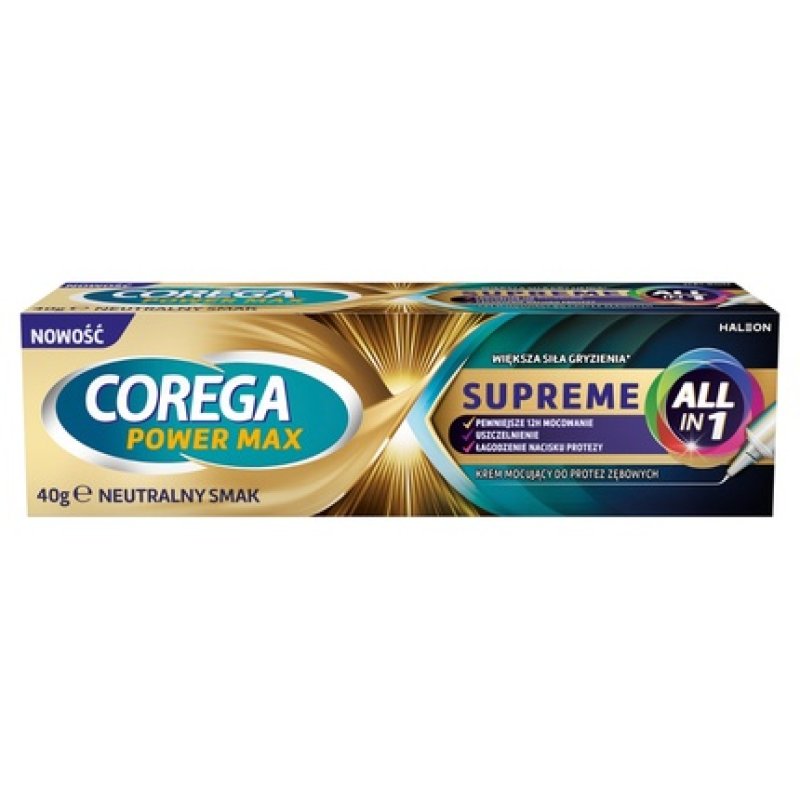 Corega Power Max Supreme All In 1 Denture Adhesive Cream Neutral Flavor 40g