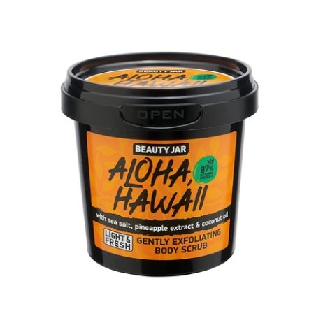 Beauty Jar Aloha Hawaii Gently Exfoliating Body Scrub 7.05 Oz (200g) with Sea Salt, Pineapple Extract, and Coconut Oil