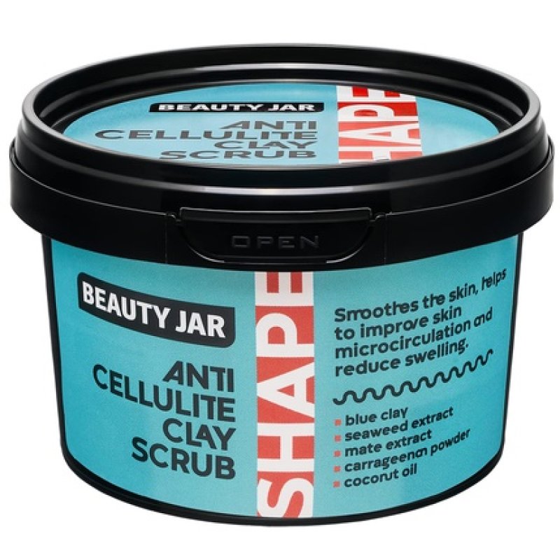 Beauty Jar SHAPE Anti-Cellulite Clay Scrub 13.4oz 380g - Blue Clay, Seaweed Extract, Mate Extract, Carrageenan Powder,