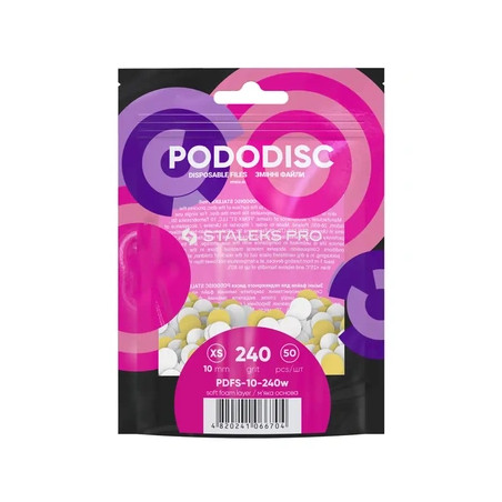 Staleks Interchangeable Files On Soft Base For Pedicure Disc Xs 240 Grit, White 50 Pieces