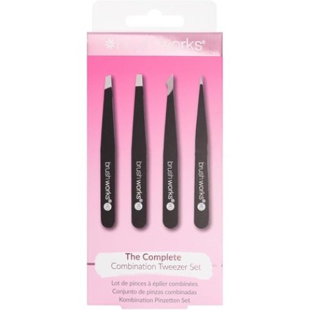 Brushworks HD 4 Piece Combination Tweezer Set - Black