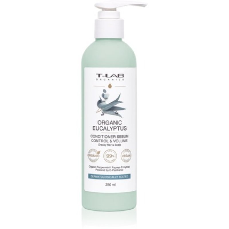 T-LAB Organics Eucalyptus Sebum Control & Volume Conditioner - Volumizing conditioner for greasy hair, ml