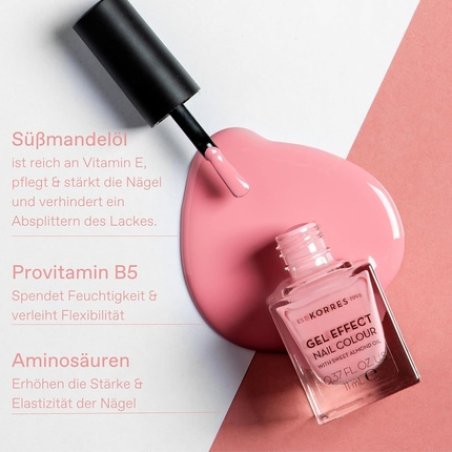 KORRES Sweet Almond Nail Colour 100 Black Vegan Gel Effect Nail Polish 11ml