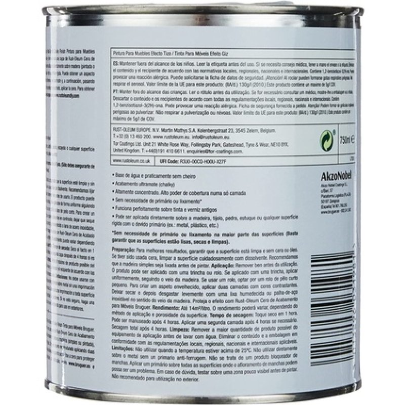 Rust-Oleum 4081403 Chalky Finish Anthracite 750 Ml Bruguer Painting, Anthracite, 25