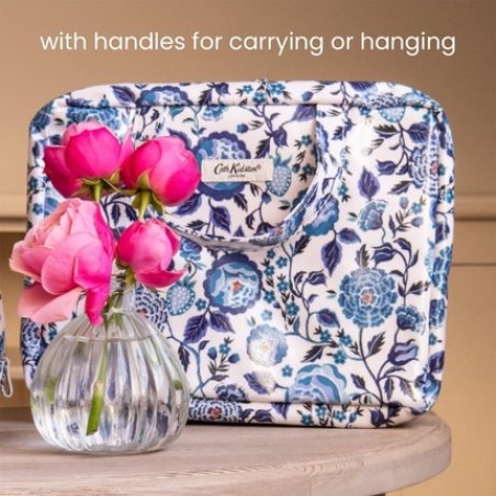 Cath Kidston Navy Carnation Small Wash Bag with Mirror